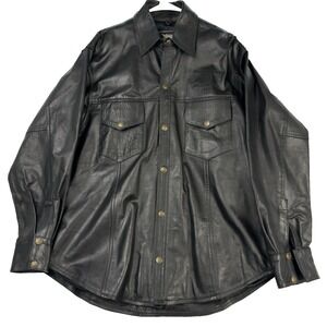 Vintage MAS Leather Jacket Mens XL Hematite MO Nuclear Fuel 2001 Embroidered